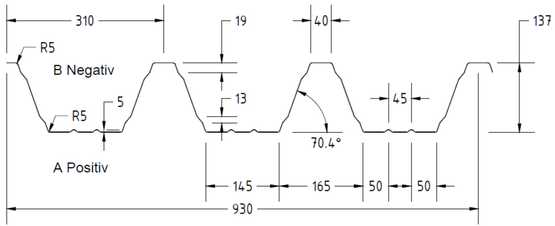 Dachblech H135/310 0,88mm RAL 9002