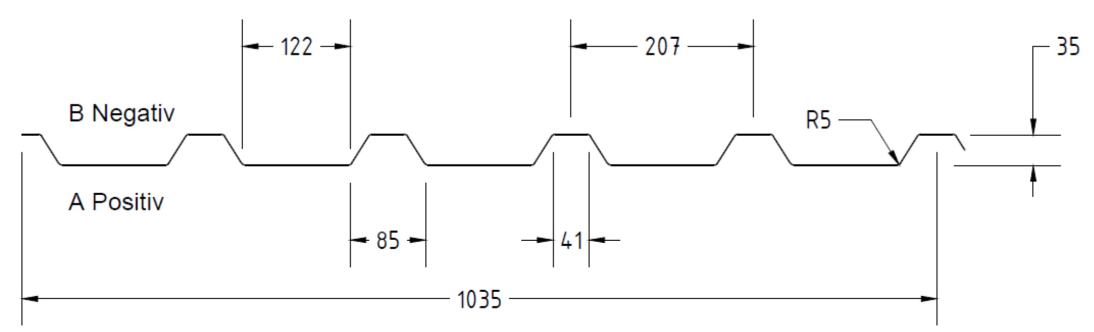Dachblech H35/207 0,75mm RAL 9002